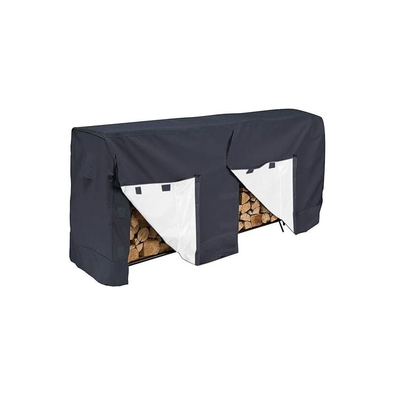 Pokrowiec na drewno opałowe, 2,4 m (8 stóp), wytrzymały i wodoodporny materiał 210D, odporny na promieniowanie UV, śnieg , 250 x 65 x 110 cm