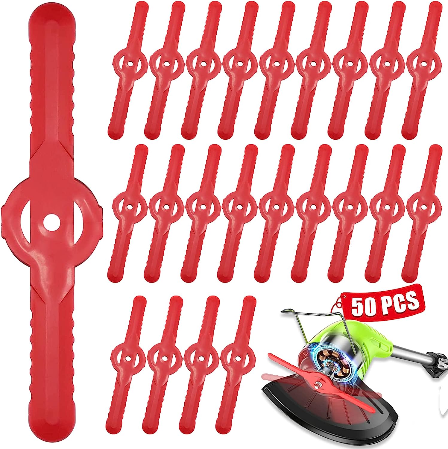 100 Lame Di Ricambio In Plastica Per Tagliabordi Gardena Lame Per Decespugliatore Da 70 Mm 84188585 - Foto 7