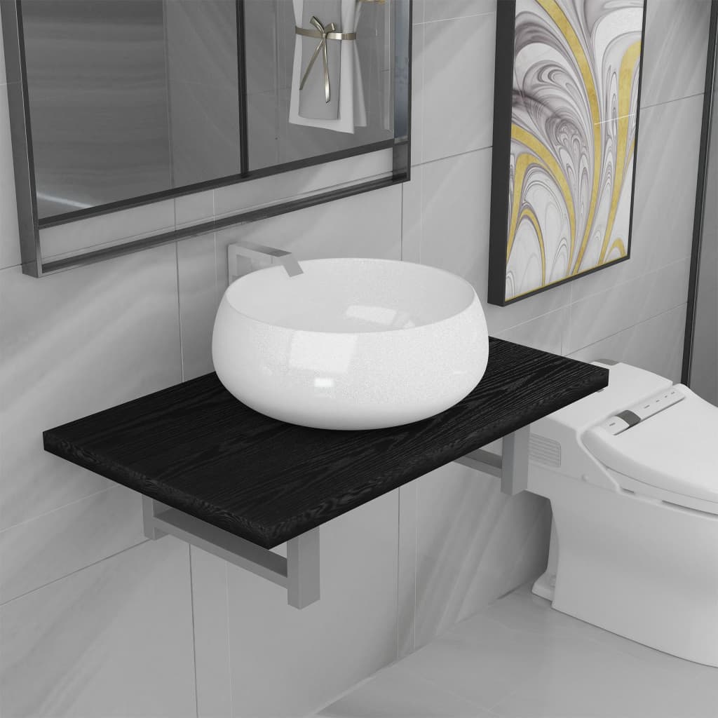Mueble de baño dos piezas Cerámica Negro Leroy Merlin