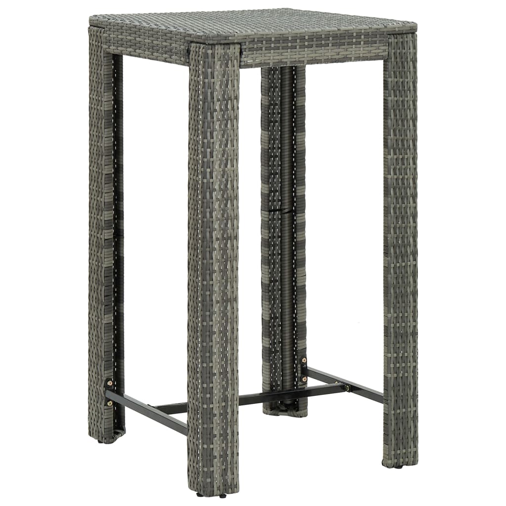 Maison Exclusive - Set Bar da Giardino 3 pz con Cuscini in Polyrattan Grigio - 8