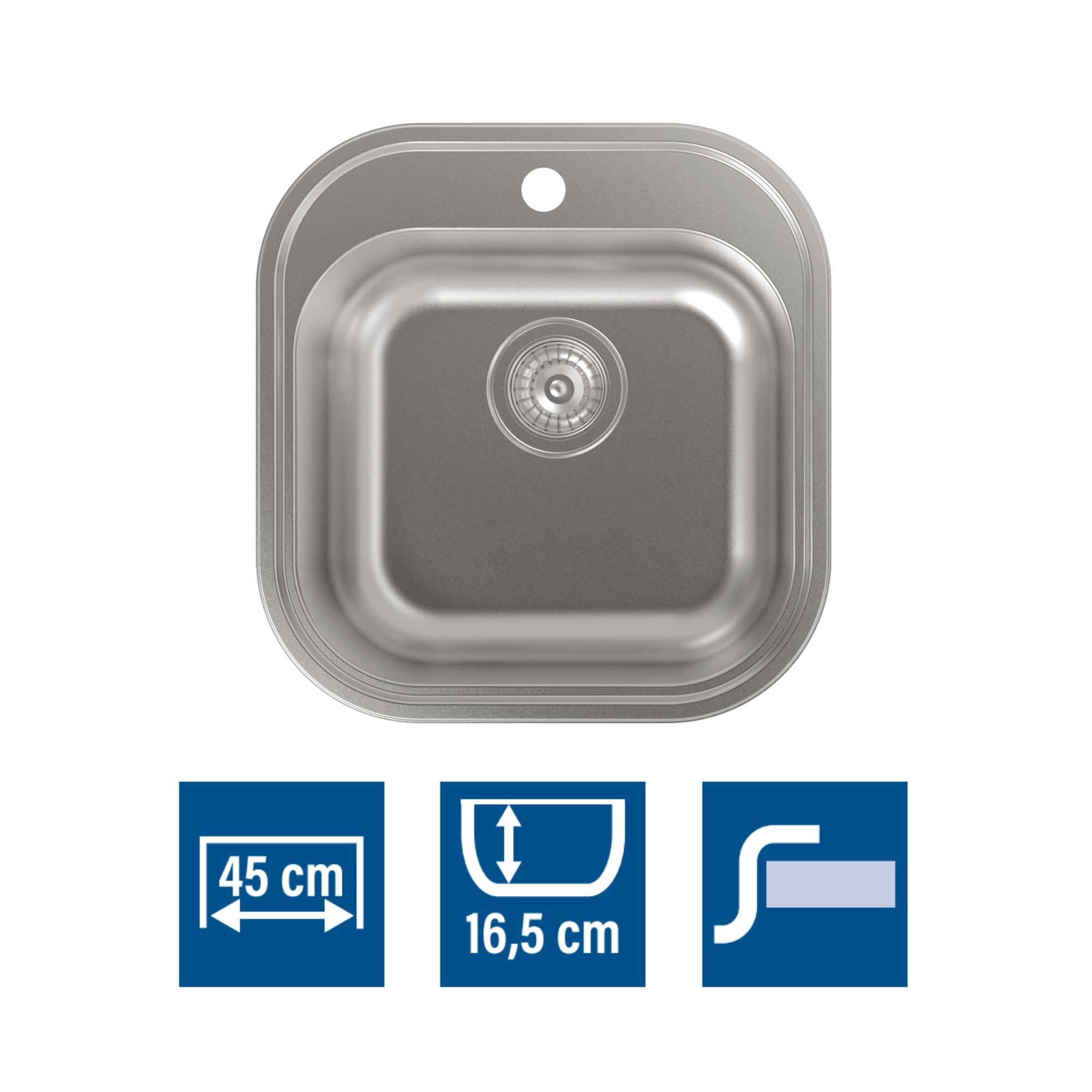 Cata  Fregadero Cs 1 1 Seno Cuadrado Fondo Absorbente Acero Inoxidable Acero Inoxidable, Leroy Merlin