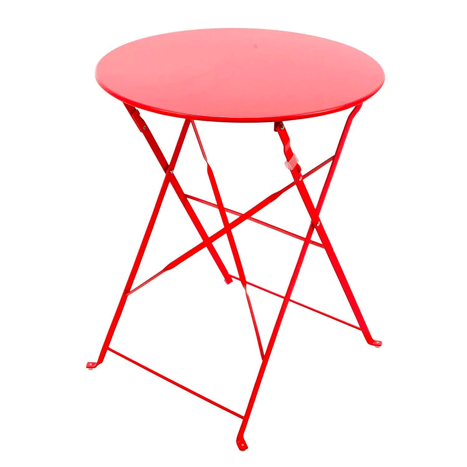 Table Rouge Table d'appoint d'extérieur rond en Acier Rouge 2 places | Leroy Merlin
