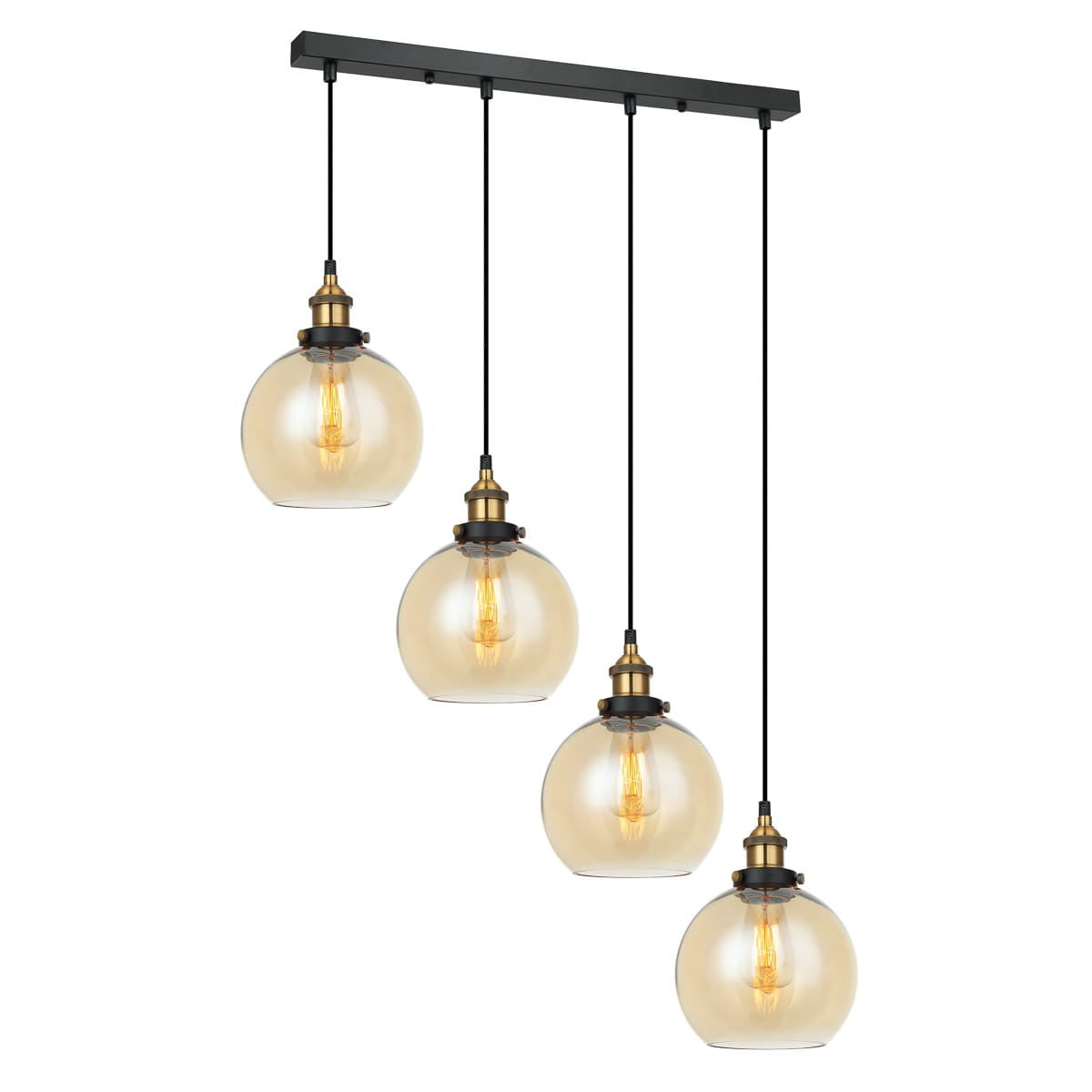 Lampa wisząca Cardena czarno-złota 4xE27x40W szkło wym:107x70x20cm IP20 Italux