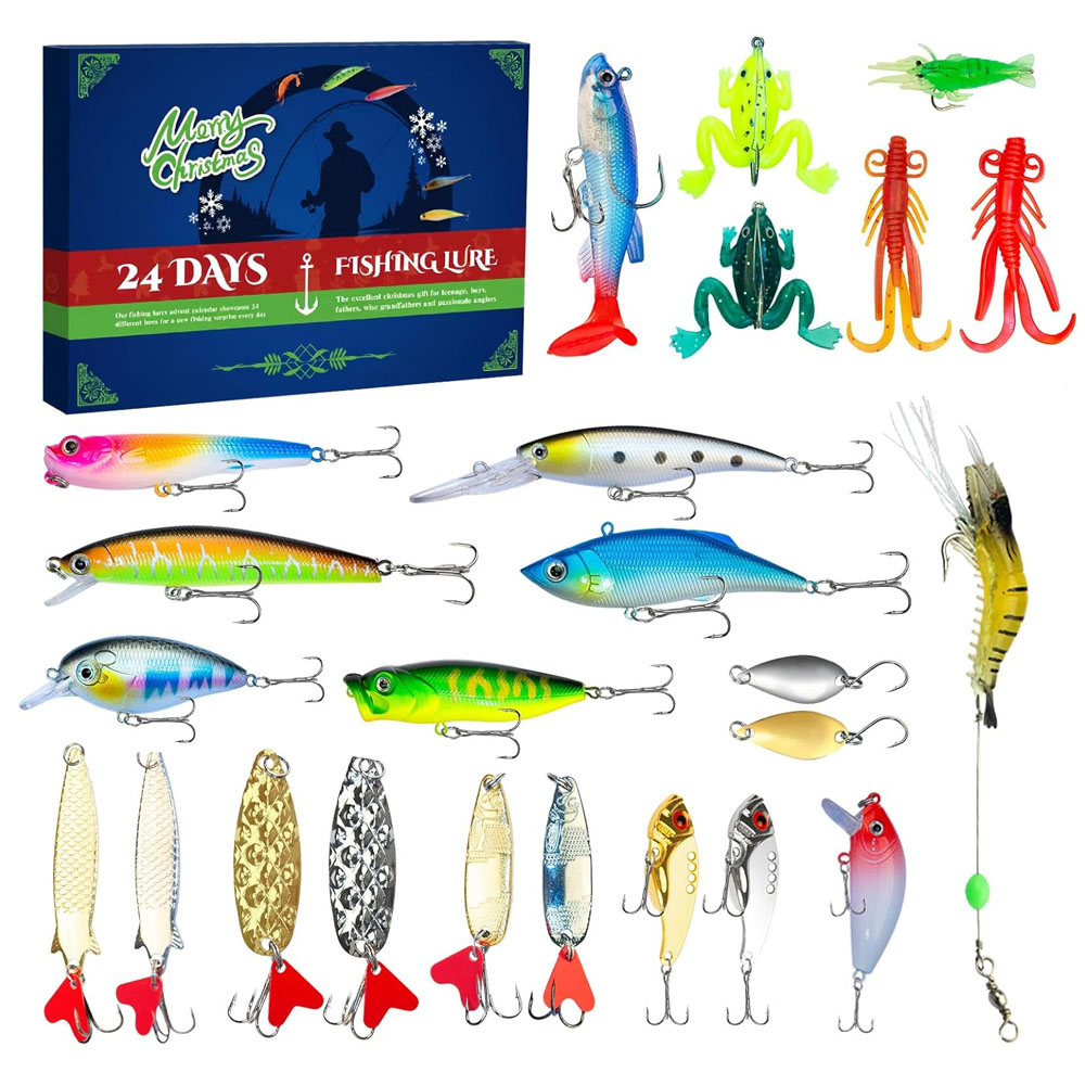 Calendario Avvento Della Pesca 2024 Con Esche, Conto Alla Rovescia Per L'amo Natale, 24 Giorni Di Esche Da Pesca