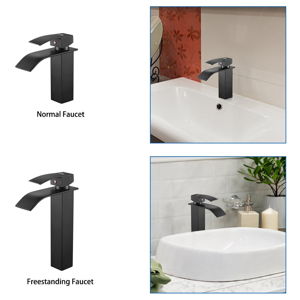 Auralum max Mitigeur de Lavabo Noir XL Robinet de Lavabo en Cascade Robinet pour Salle de Bain Mitigeur de lavabo et vasque - 4