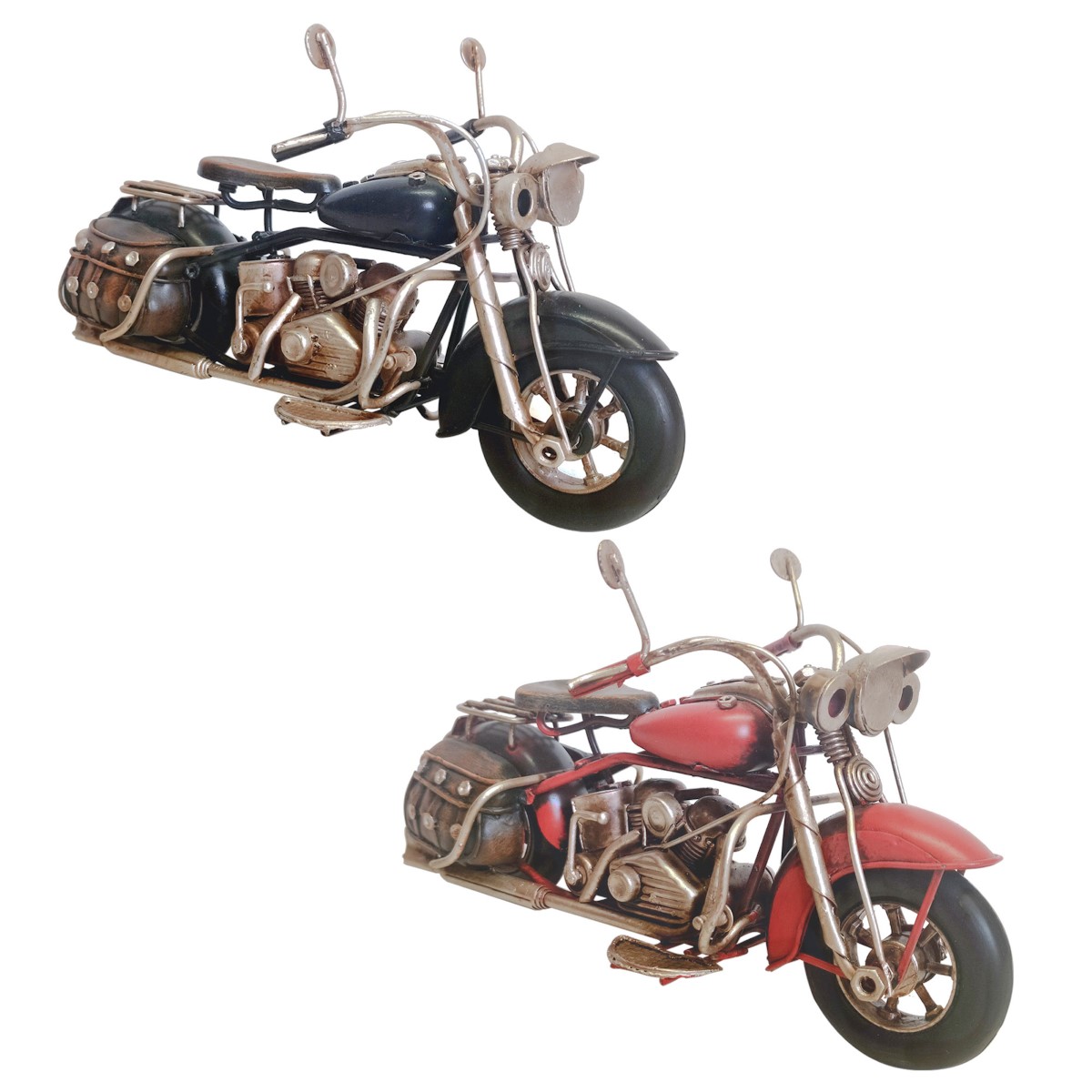 By sigris - moto chooper vintage 2 unidades azul de hojalata y resina | modelismo vehículos terrestres moto coleccion figura moto 12x7x18cm