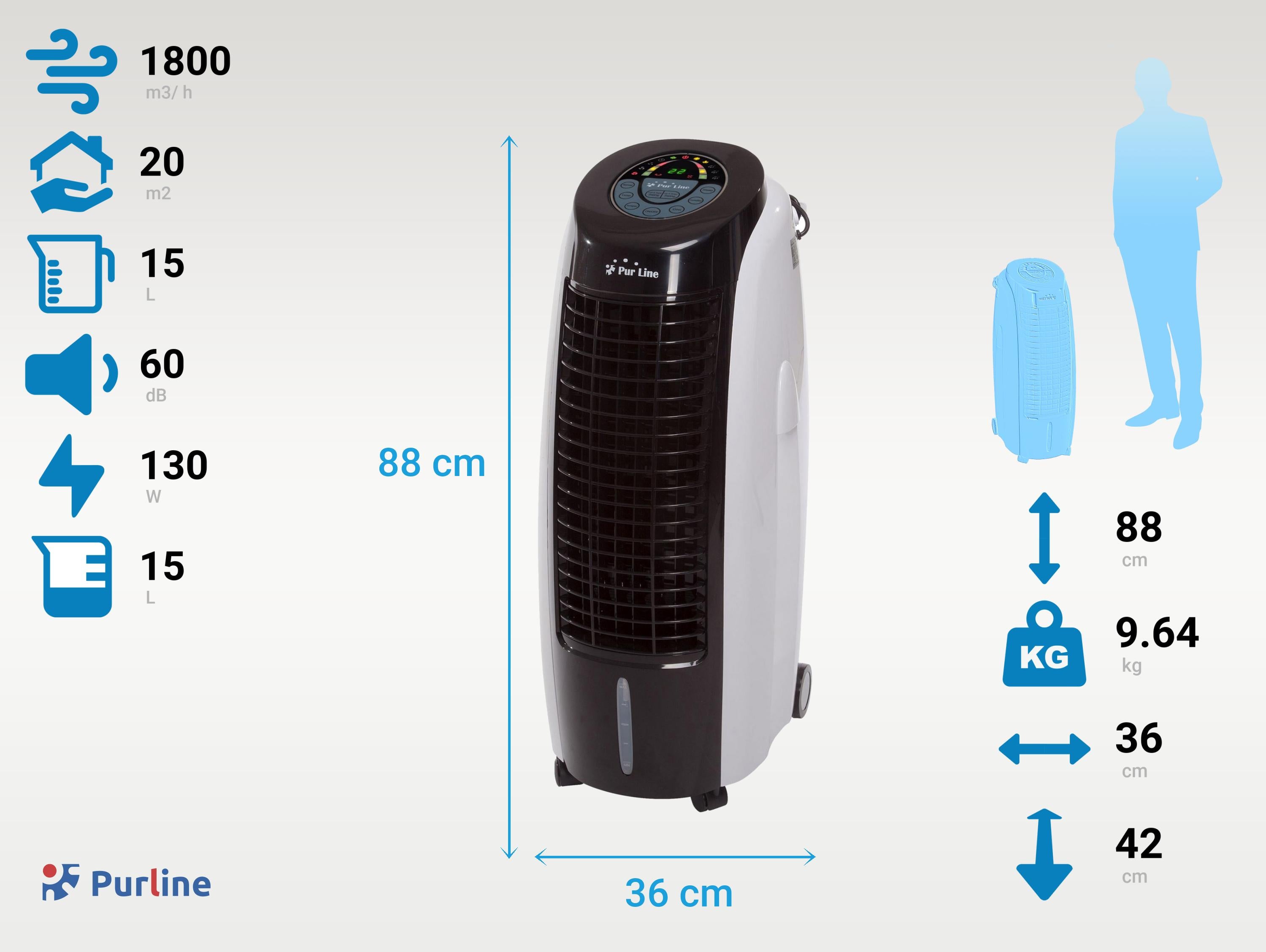 Rafraichisseur d'air par évaporation à débit élevé minuterie et 6 vitesses - 3