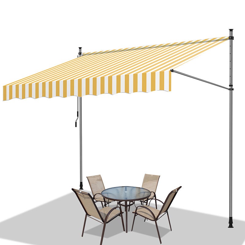Markiza balkonowa szaro-biała, 400x120 cm, regulowana, odporność UV, na taras i balkon
