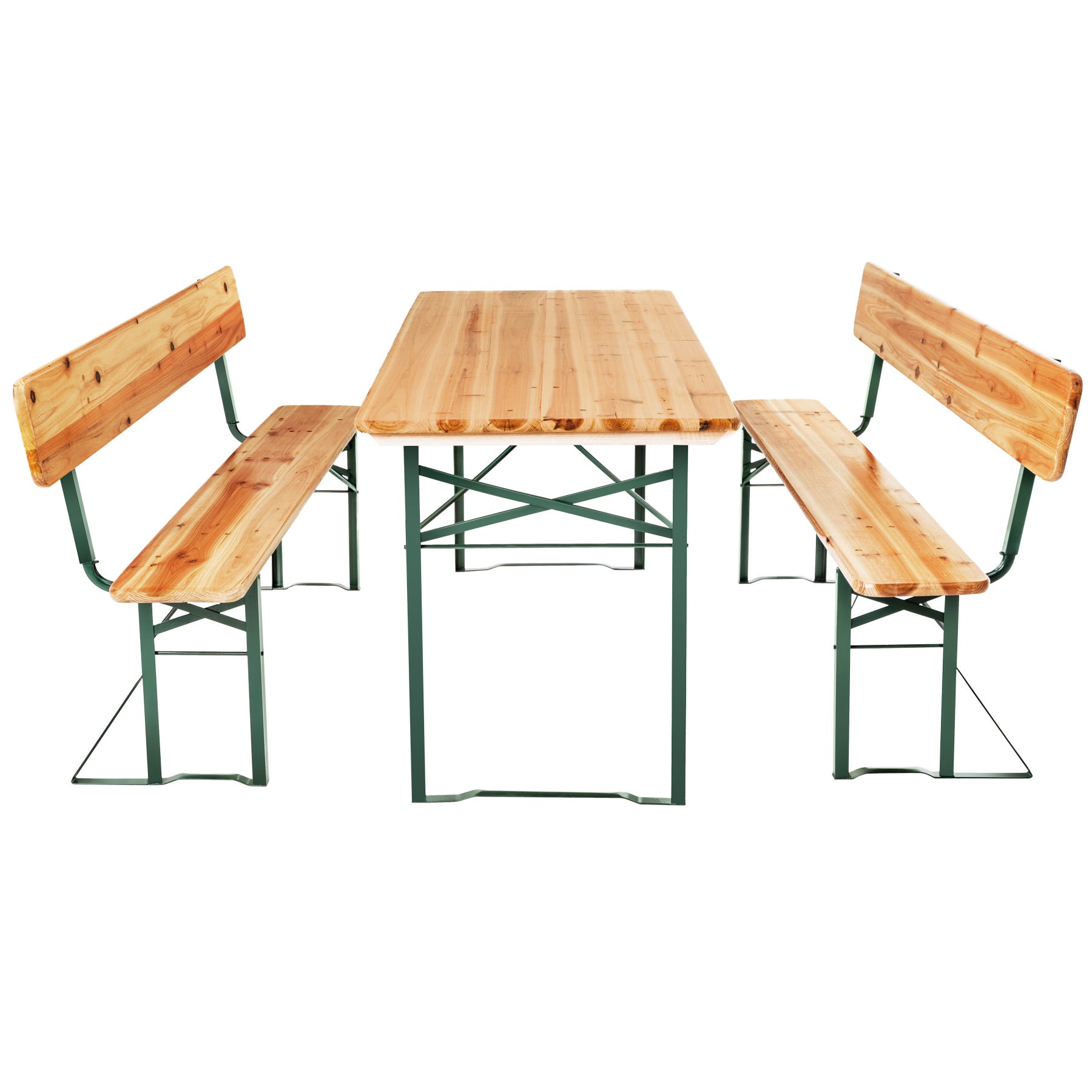 Ensemble de table et bancs avec dossiers en bois 8 places avec 3 pièces pliables amovibles TECTAKE - 2