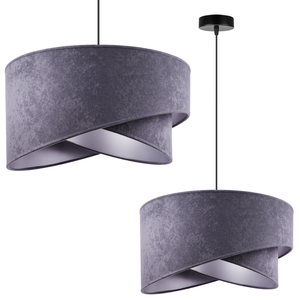 Lampa sufitowa wisząca Mediolan modern 1xE27 abażur asymetryczny owalny srebrny Light Home LH