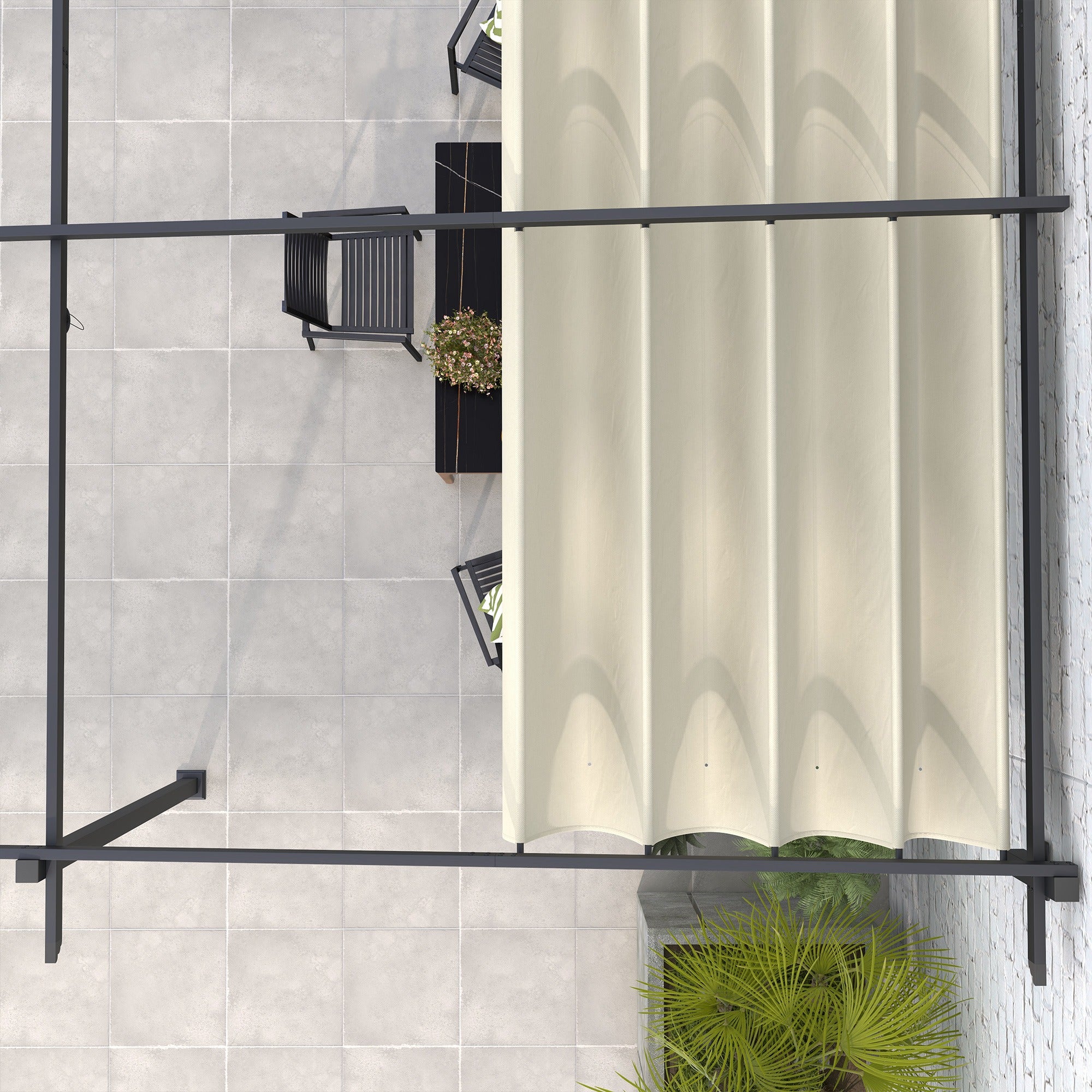Pérgola Outsunny Acero, Poliéster Crema 397x297x230 cm - 5