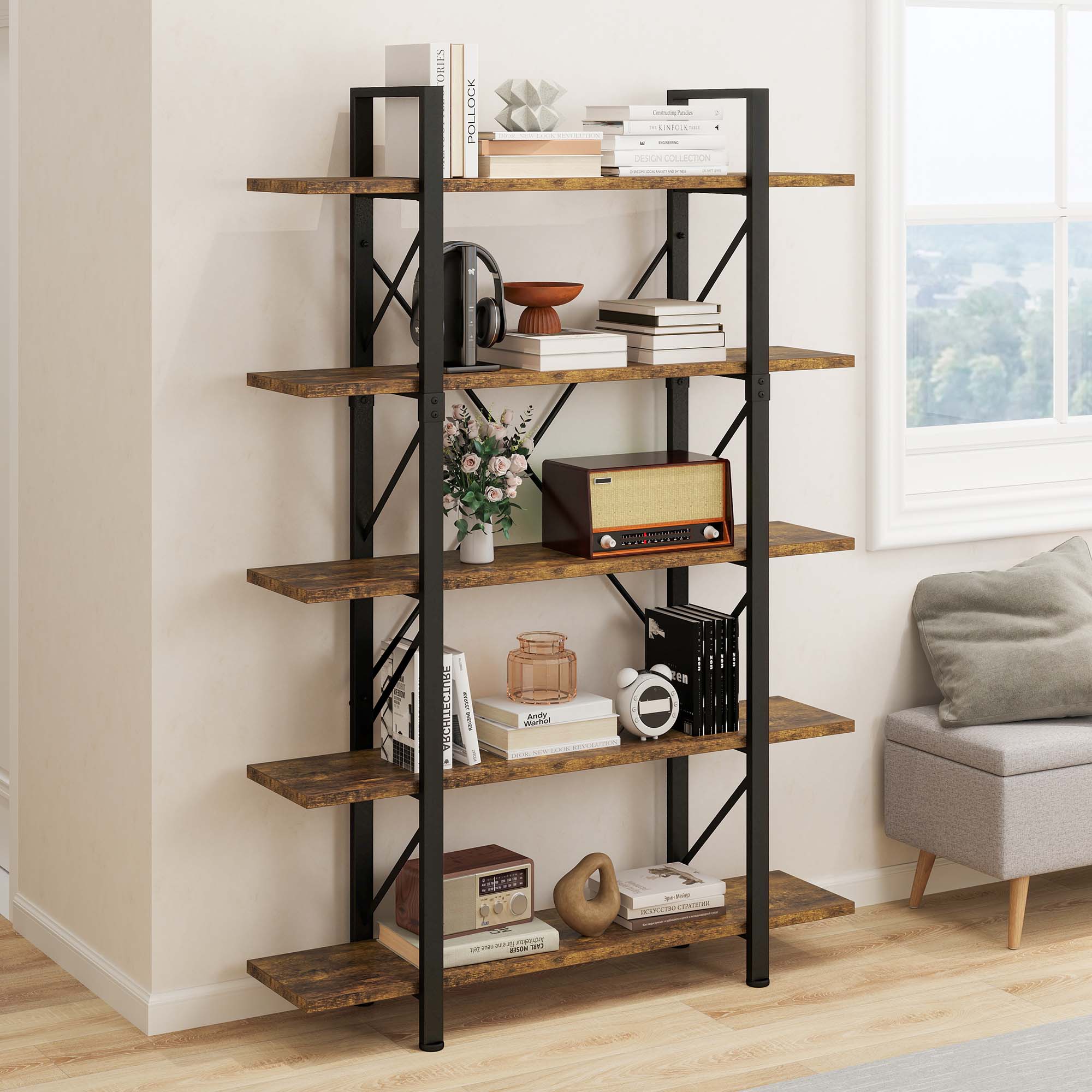 Étagère Cube Modulable 4 Casiers Bois Grise 67.5x67.5x32cm