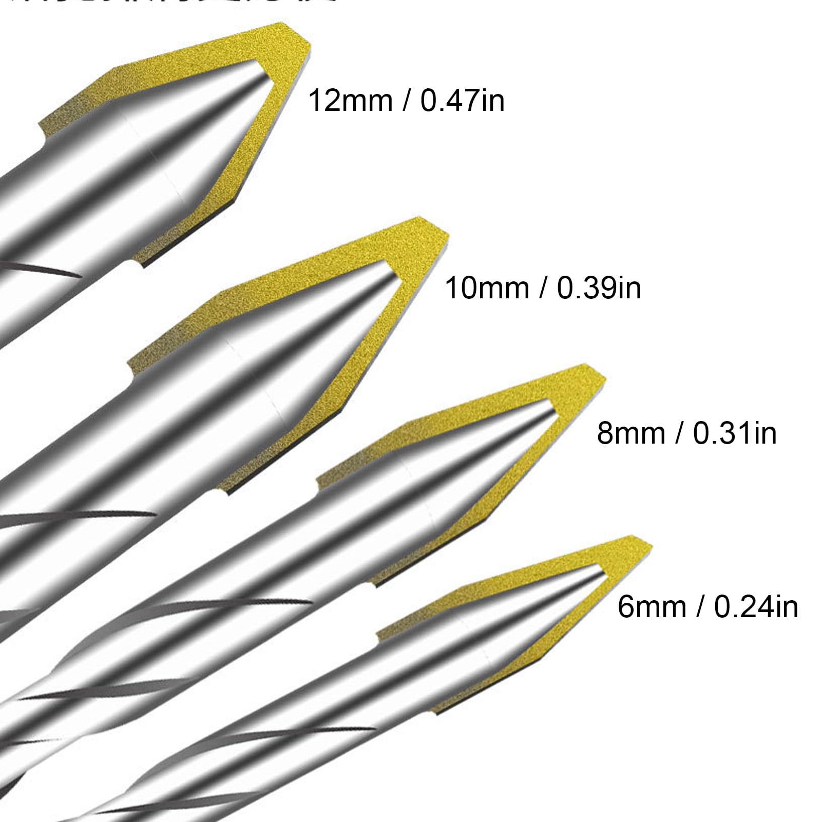 Lot de 4 forets hélicoïdaux en carbure cémenté, forets de maçonnerie filetés multifonctions pour sablage au jet de sable pour verre et céramique - 7