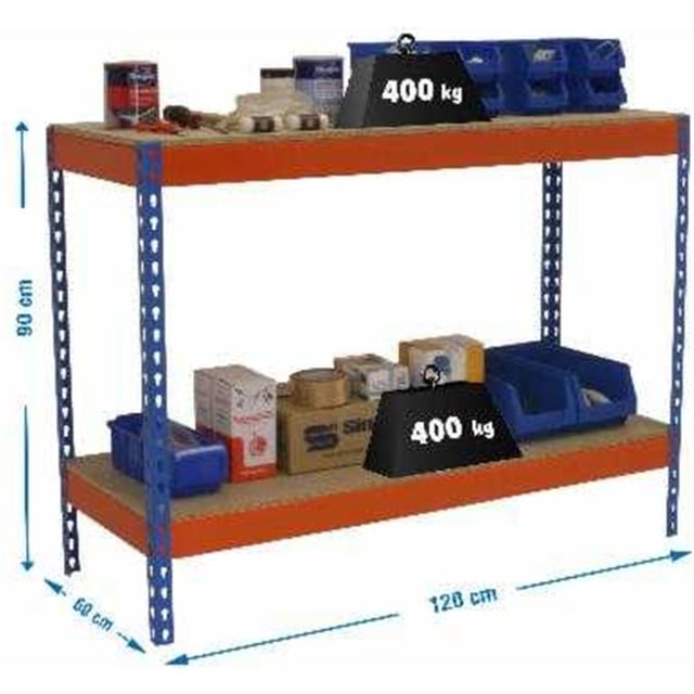 Tavolo da lavoro in metallo e montaggio senza viti SIMONWORK BASIC 2 901260-2 BLU/ARANCIONE/LEGNO