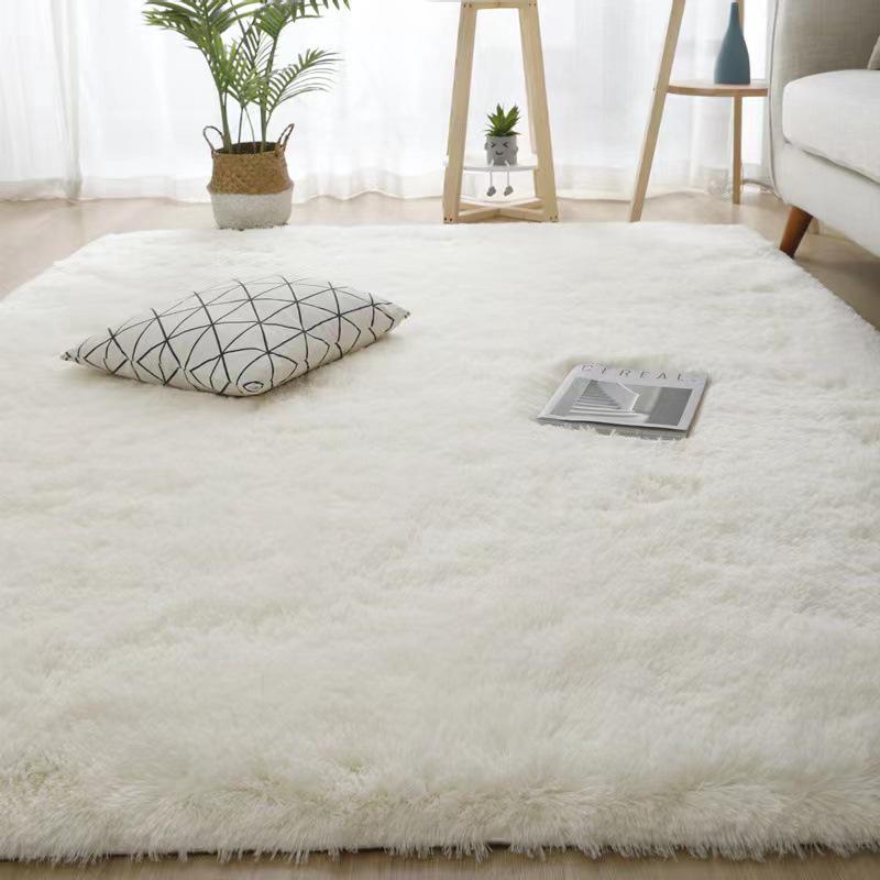 Tapis de salon de chambre beige, tapis de chambre en daim de 180 × 200 cm de long, tapis de chevet doux - 8
