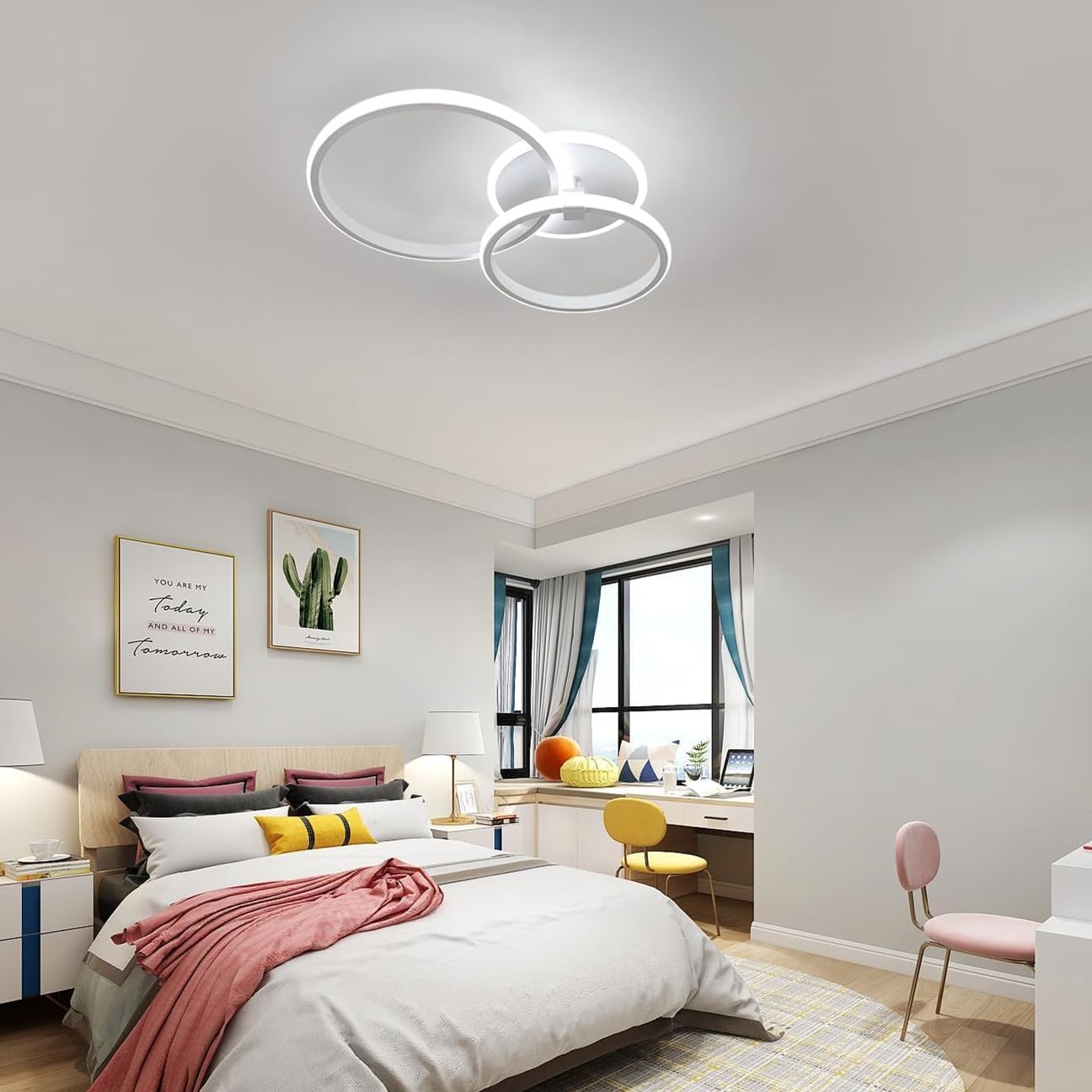 Plafoniera LED Soffitto Moderna, 22W 2475LM Lampada da Soffitto Bianco Design Quadrato, Lampadario LED in Acrilico 3000K Luce Bianca Calda per Camera da letto, Soggiorno, Cucina, Corridoio, Bagno