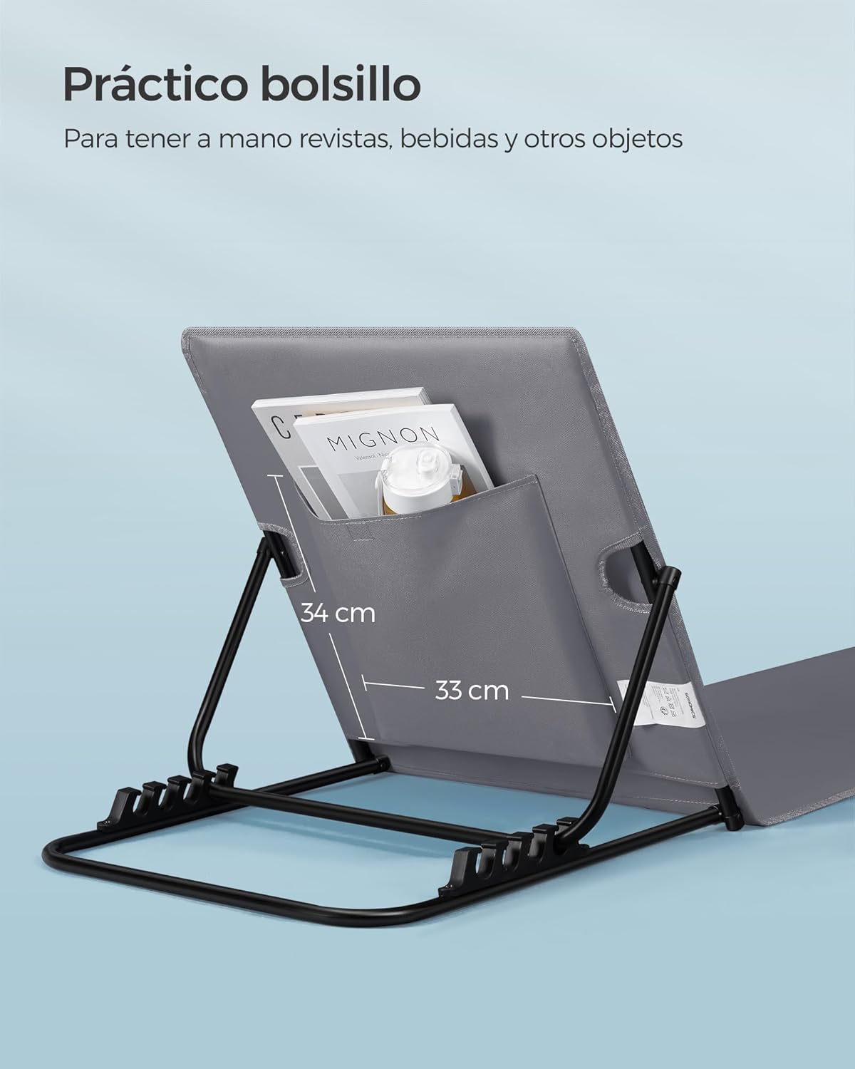 Juego de 2 Tumbonas de Playa, Tumbona, Respaldo Basculante, Portátil con Asa, para Camping Jardín Piscina, 158 x 55 cm, Gris Pizarra - 7