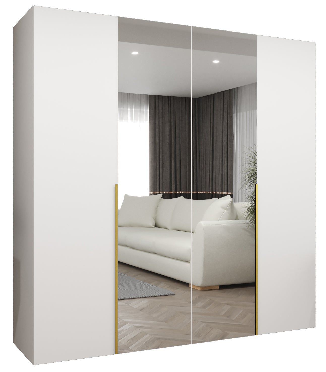 Szafa uchylna otwierana Alicante 2 200 x 52 x 202 cm biały + u. złoty Abiks Meble