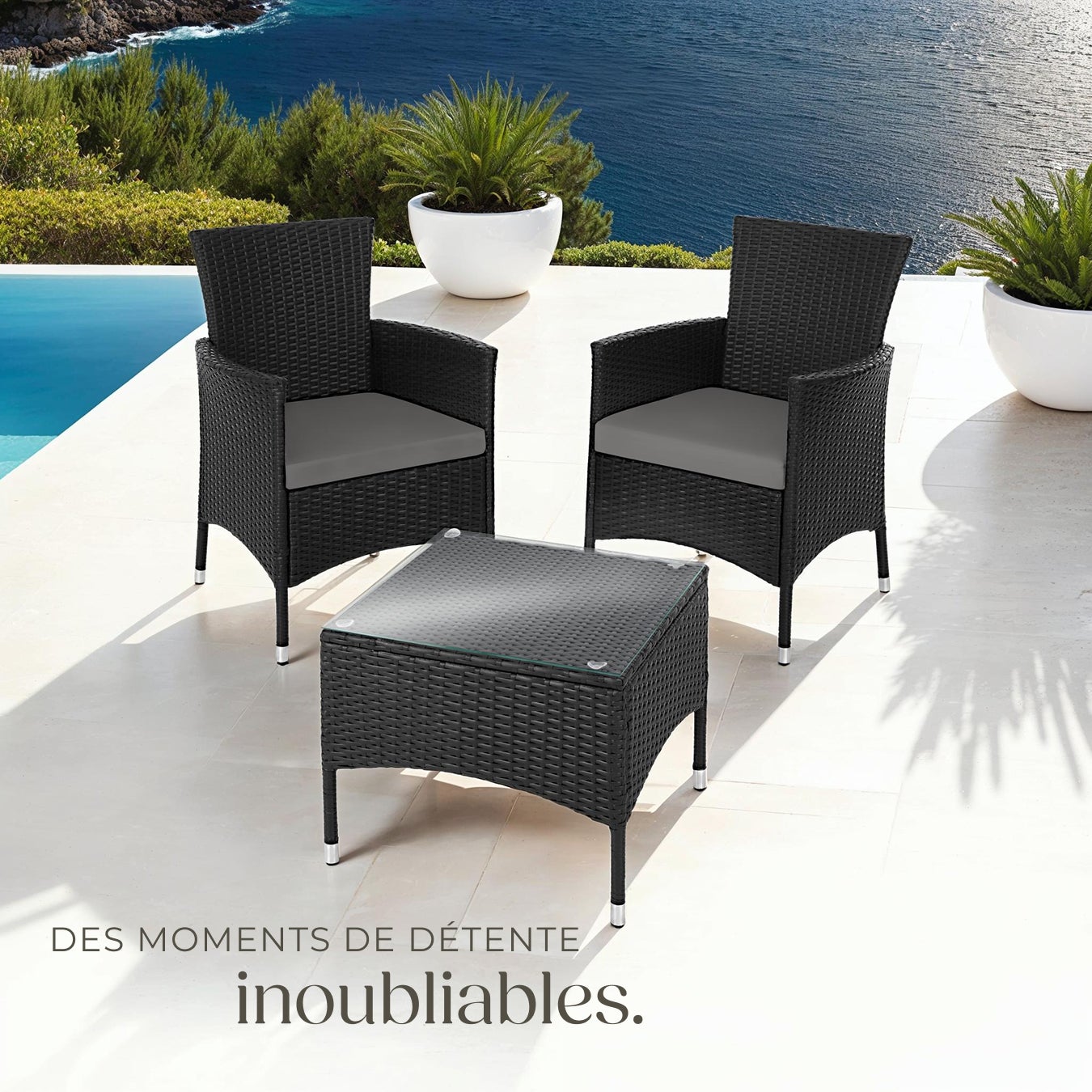 TECTAKE Conjunto de rattan Para 2 pessoas - 8