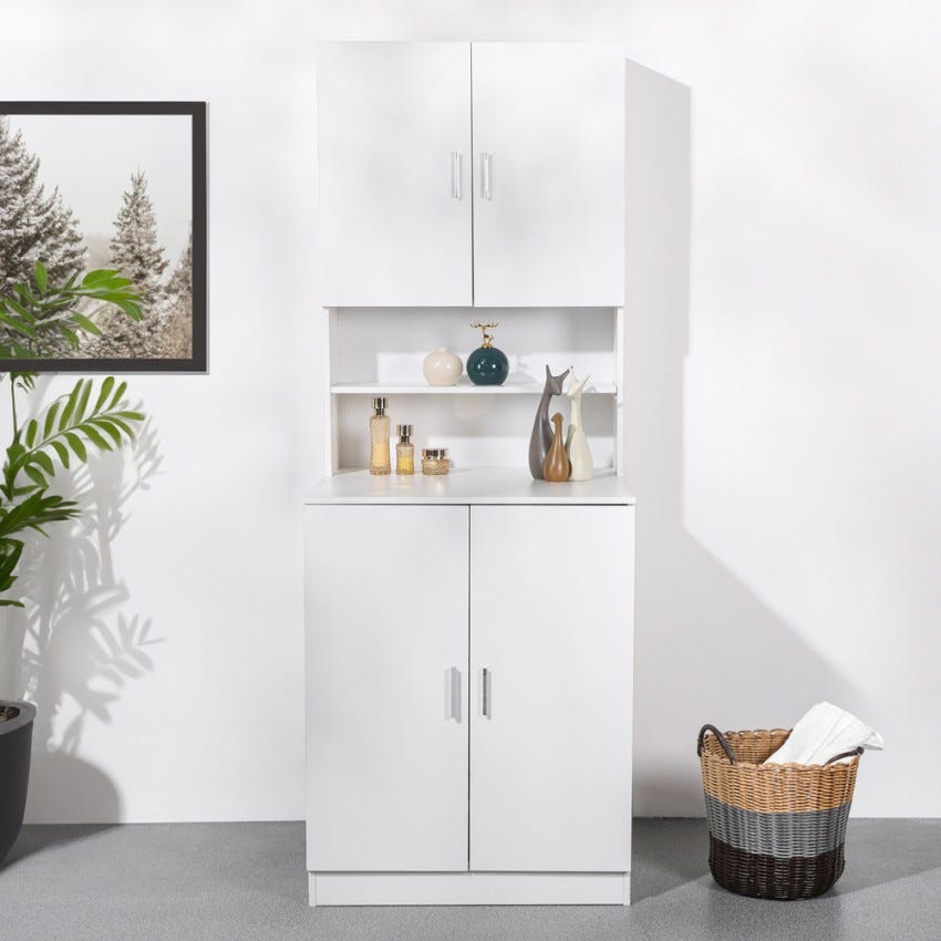 Mobile Copri Lavatrice E Asciugatrice A Colonna Lario - Ante Con Contenitori Integrati - Foto 8