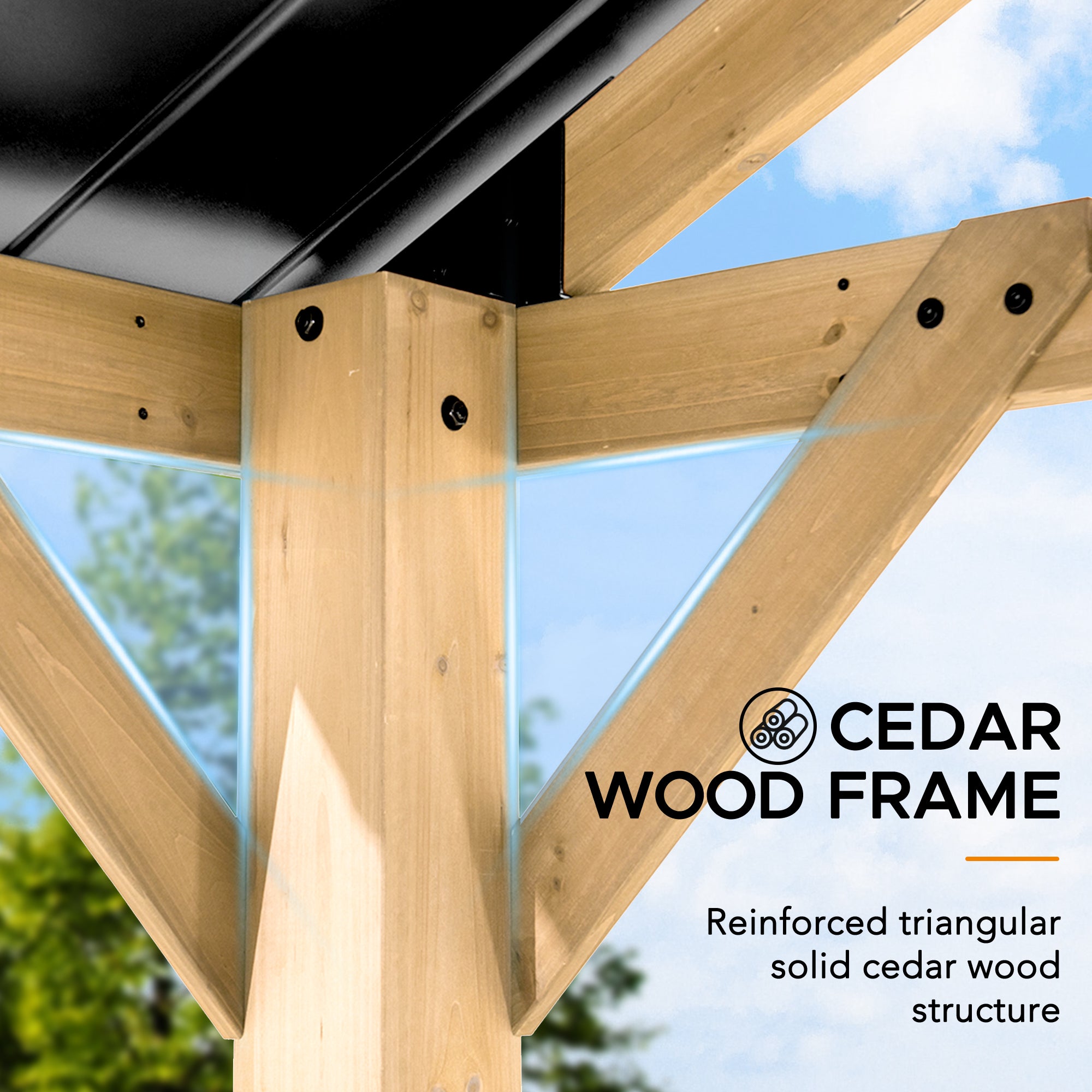 Tonnelle en bois de cèdre REBRA - 404cm x 465cm, anthracite - 10