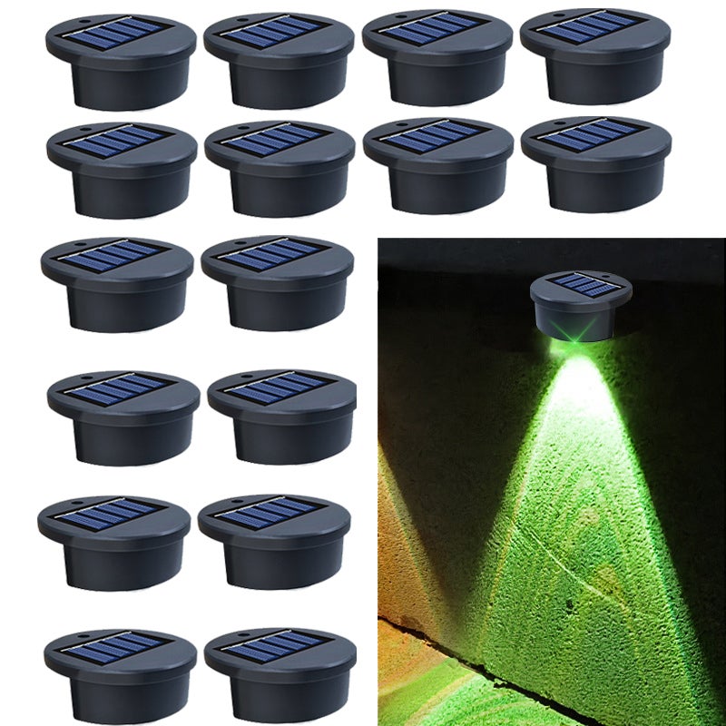 Zestaw 16 solarnych lamp LED do schodów, kinkietów ściennych do schodów, kolorowe światła