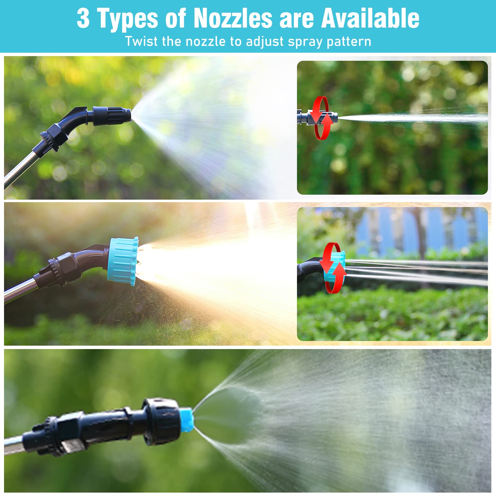 Spruzzatore Elettrico A Batteria 7,4V Con Asta Telescopica E Tubo 5m – Ricaricabile USB, 3 Ugelli, Per Giardino E Pulizie - 6