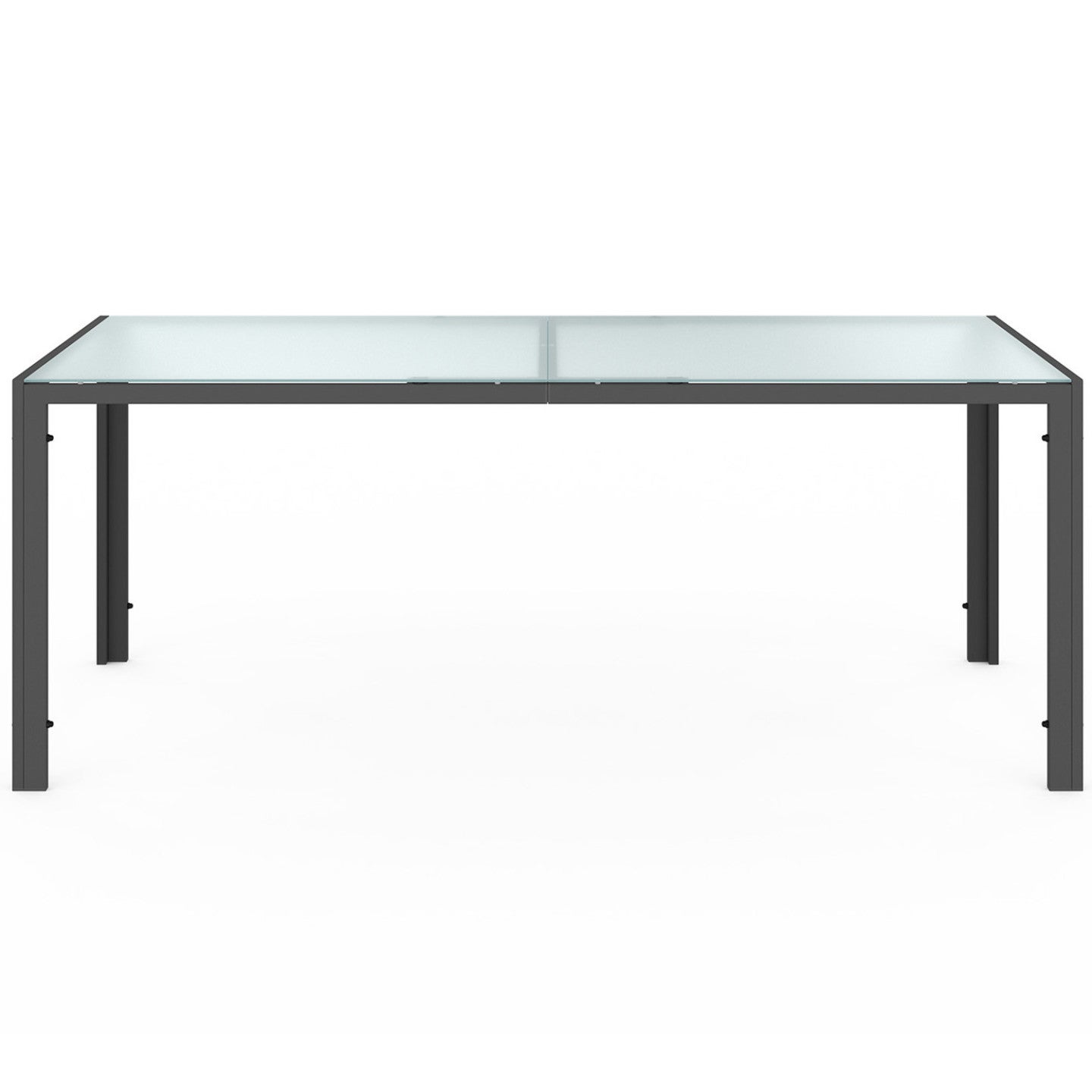 Salon de jardin MADRID table 190 CM et 8 chaises empilables gris anthracite plateau transparent - 3