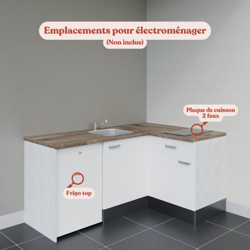Kitchenette d'angle KA01L-PT avec plan de travail et évier - 4