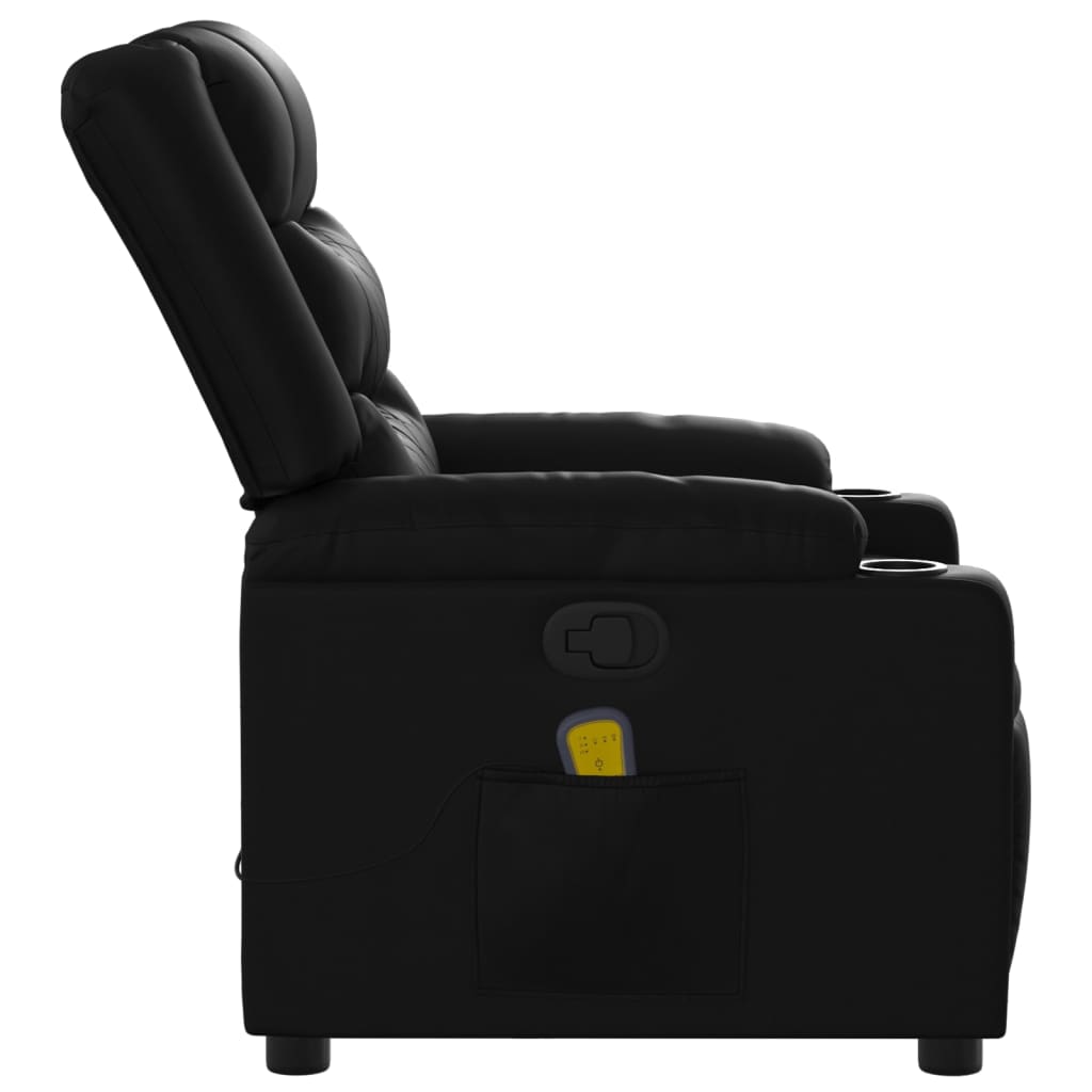 Fauteuil de Salon，Chaise，Fauteuil de massage inclinable noir similicuir - 8