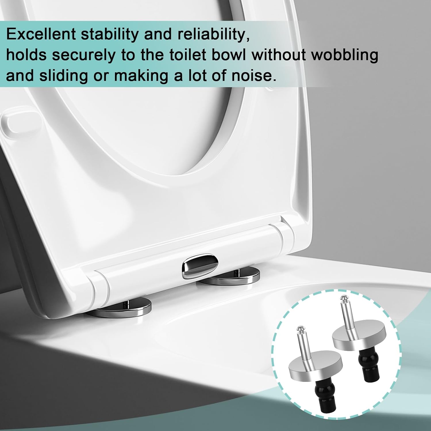 2 Pièces Kit de Fixation Abattant WC, Charniere Abattant WC Fixations Cuvette WC, Charnière de Siège de Toilette avec Vis Convient à la Plupart des To - 5