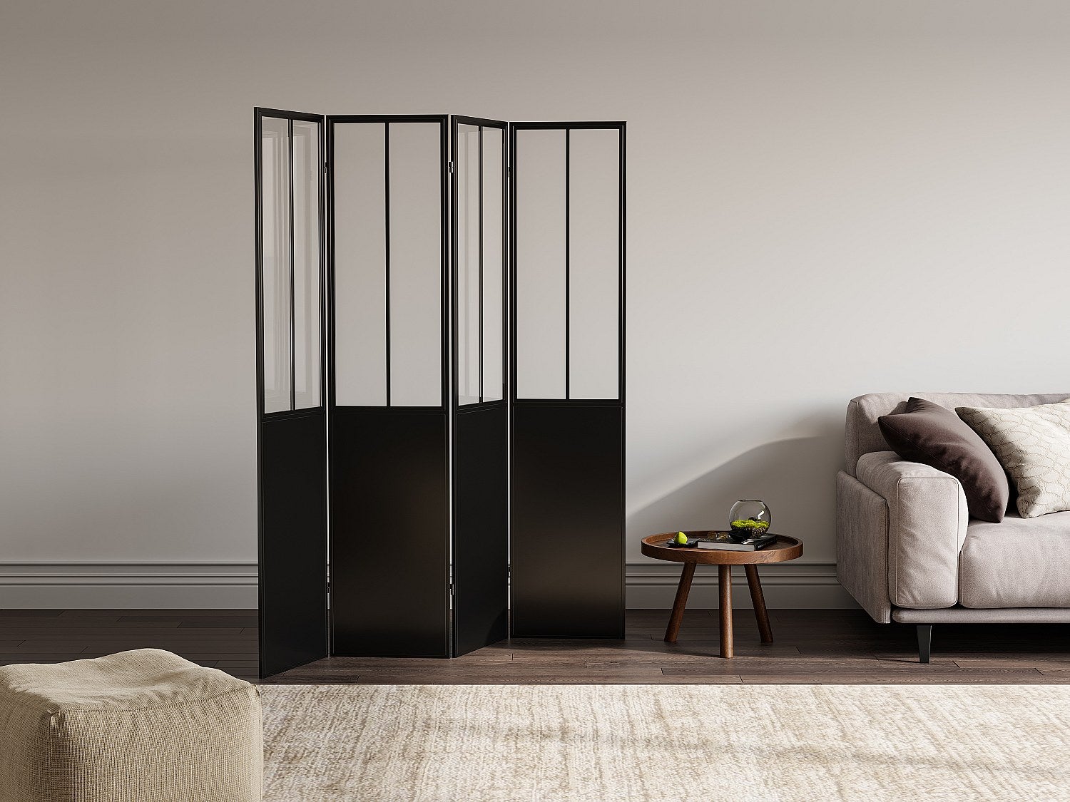 Paravent style atelier industriel en métal 4 pans - L. 160 x H. 178 cm ...