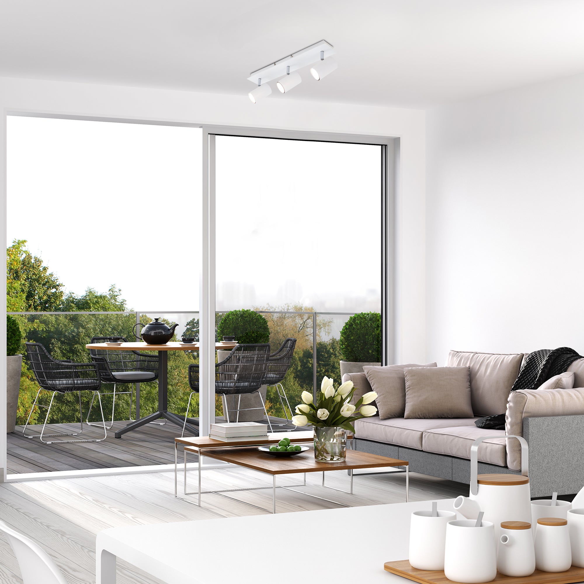 Spot LED 3-flammes - IP20 - 450x80x123mm - GU10 max. 40W - blanc - orientable - Briloner - 5