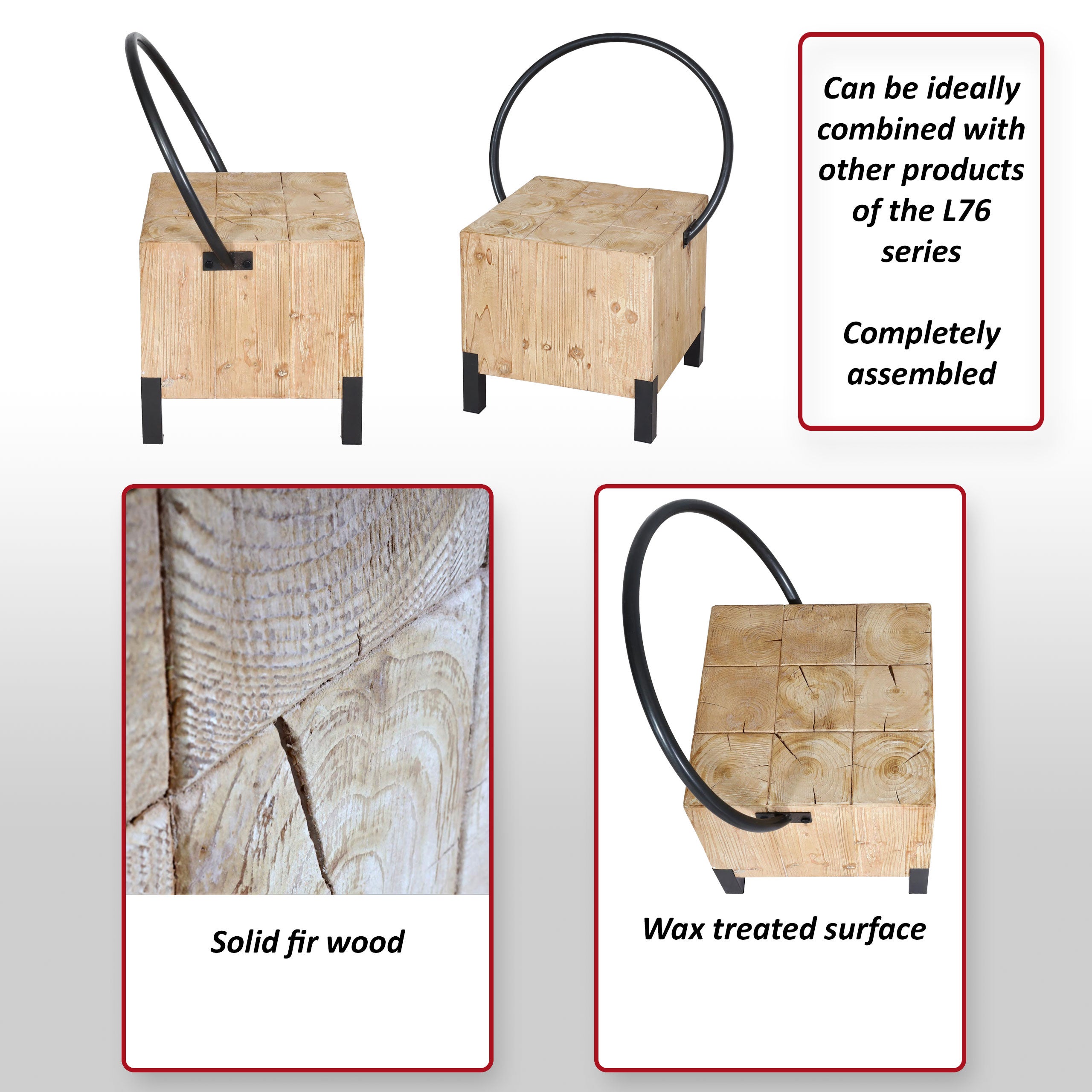 Krzesło do jadalni HWC-L76, stołek dla gości, industrialny metal z litego drewna z certyfikatem MVG, naturalny - 8