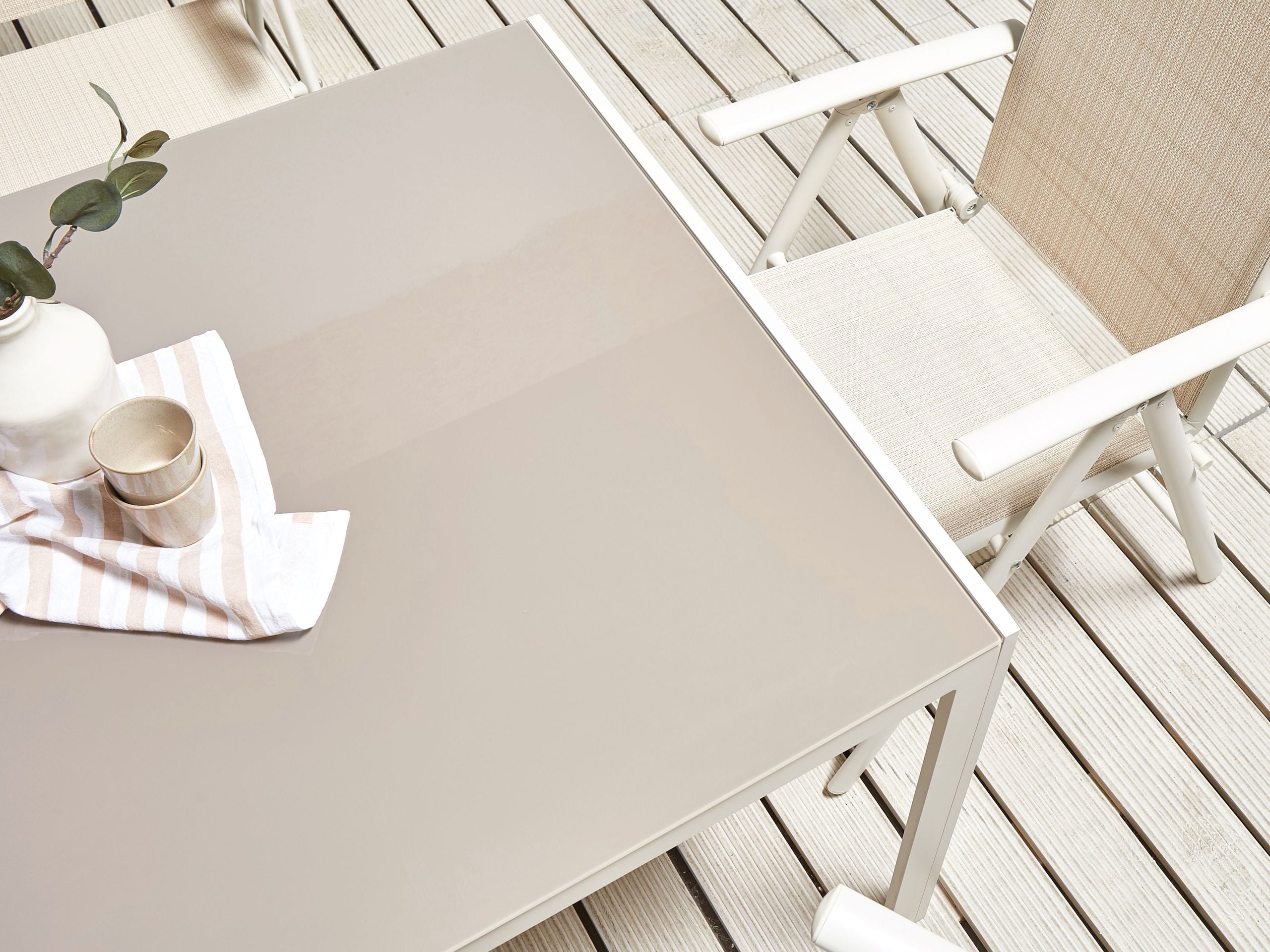 Beliani Conjunto de comedor exterior 6 plazas CATANIA Metal Beige - 4