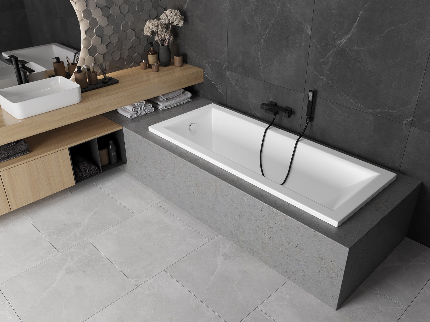 Baignoire rectangulaire Mexen Cubik 180 x 80 cm, blanche - 55031808000 - 2