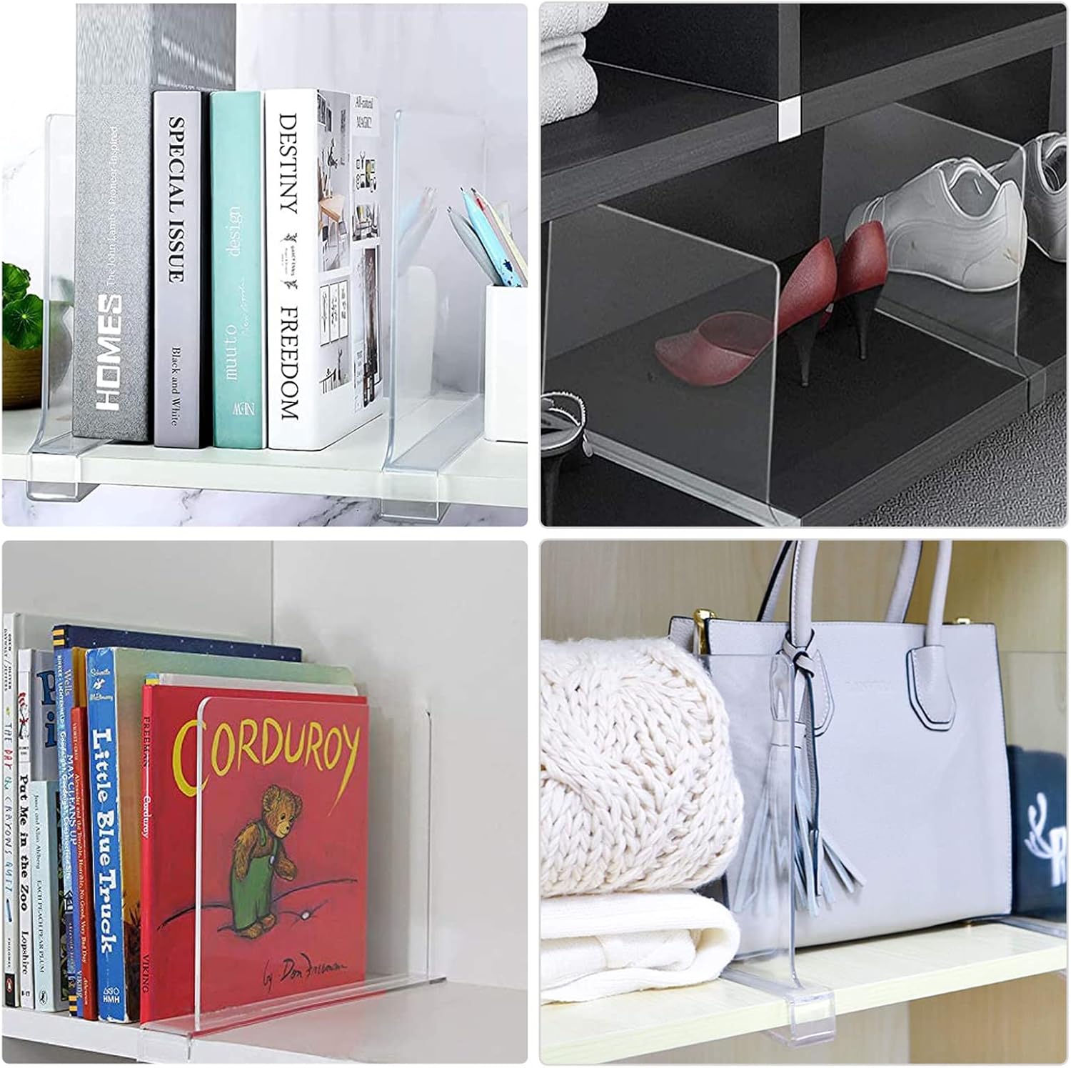 divisori per ripiani in acrilico per guardaroba, divisori per armadio per organizzare i vestiti, divisori per ripiani - 6