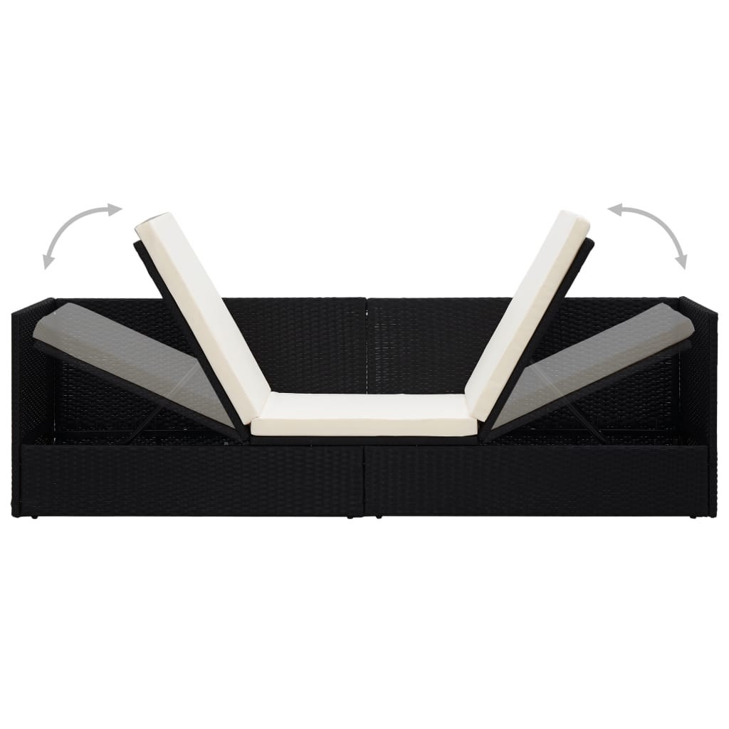 Canapé de jardin avec coussin et oreillers Résine tressée Noir - 6