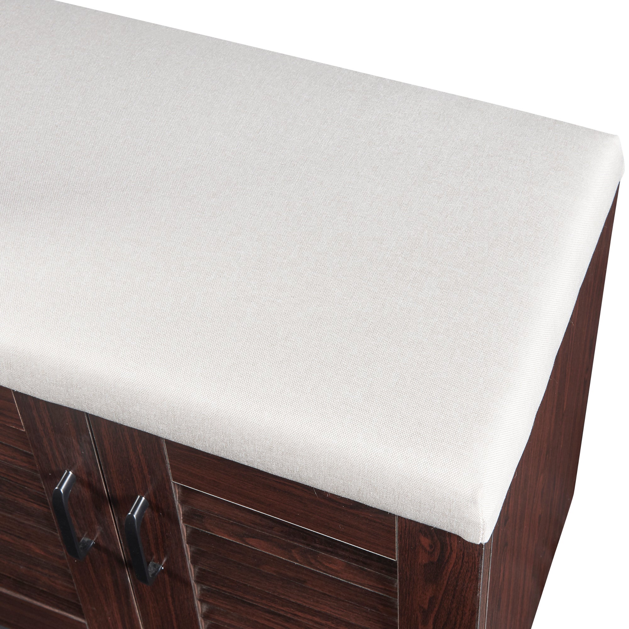 Meuble à chaussures Løten avec banquette 97 x 120 x 36 cm effet wengé [en.casa] - 7