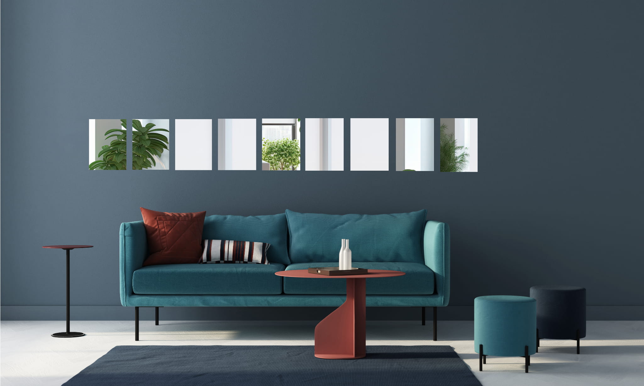 Lot de 9 miroirs muraux adhésifs 21x30 cm avec patchs artistiques BD - 5