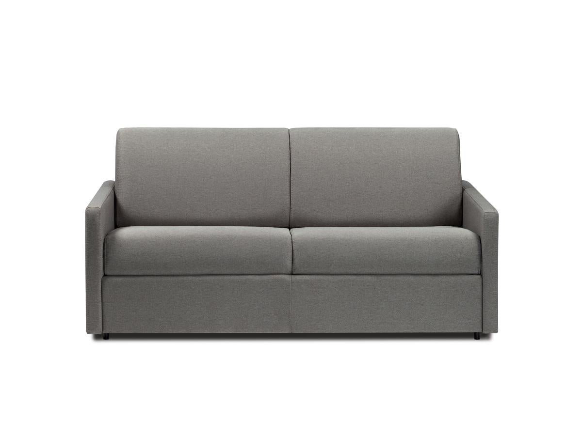 Canapé 3 places convertible express en tissu gris clair - Couchage à lattes larges 140 cm - Matelas 18 cm CALIFE - 9