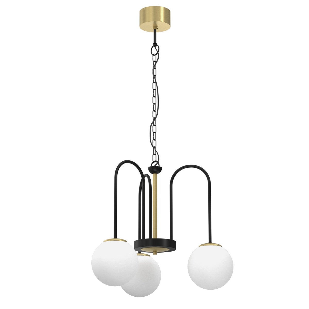 Lampa wisząca Cambridge czarny mat-mosiądz szczotkowany-biała 3xE14x15W wym: 120 x 51 x 51 cm szkło Luminex