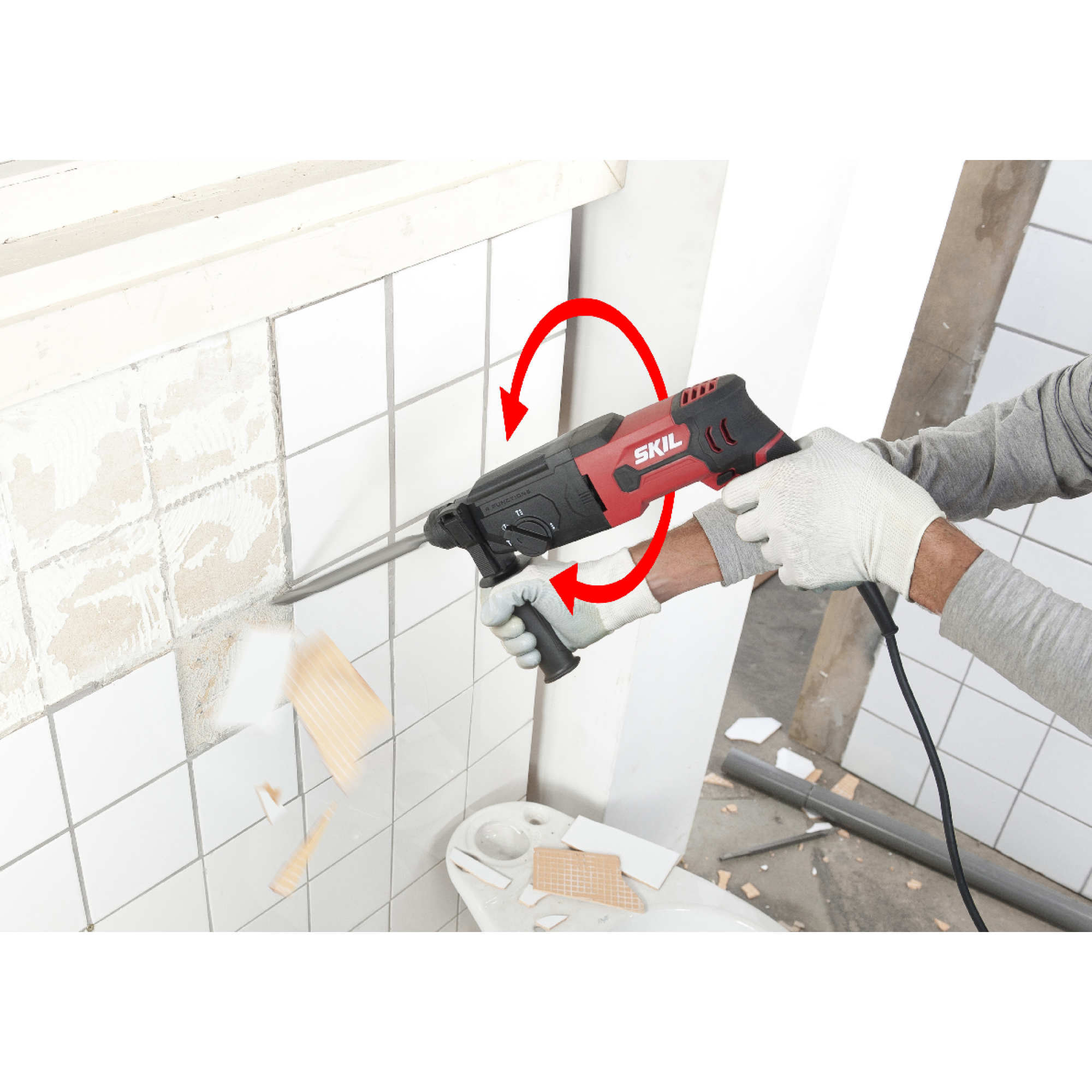 Perforateur SKIL 1770 GA 850 W 4 fonctions coffret forets SDS+ 6 8 10 mm mandrin 13 mm poignée butée manuel - 8