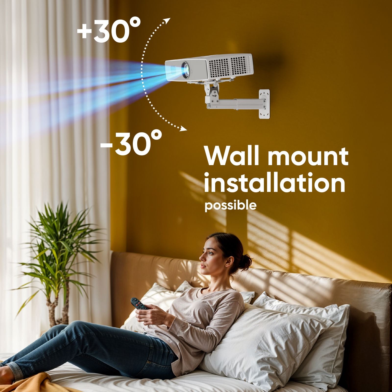 ONKRON Support de Projecteur Plafond/Mural jusqu'à 10 kg, Bras Inclinable et Pivotant, Support de Projecteur de Plafond K3A-Bianca - 4