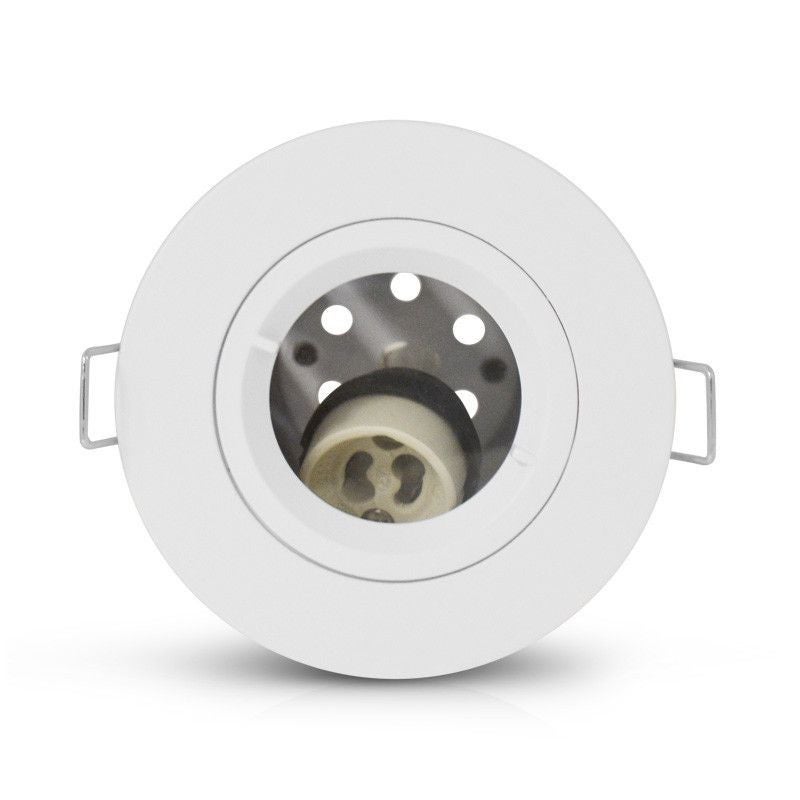 Support spot BBC rond fixe - Blanc - IP65 - Ø90mm - Douille automatique - 2