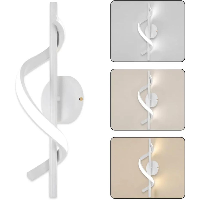 Wewnętrzna lampa ścienna LED 12W - Nowoczesny kinkiet aluminiowy, 3 barwy światła - Idealny do sypialni, na schody, do salonu - Biały