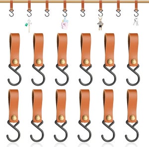 8 Ganci S In Pelle E Metallo Per Campeggio E Casa: Appendi Tazze, Asciugamani O Vestiti Con Stile (4 Neri + 4 Marroni)