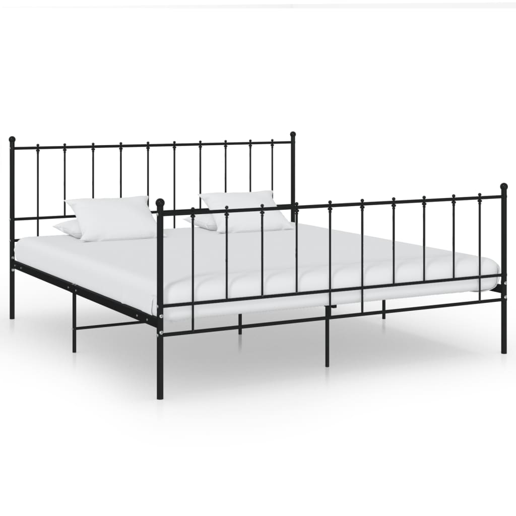 Giroletto In Metallo VidaXL 160x200 Cm - Letto Doppio Nero Con Rete A Doghe