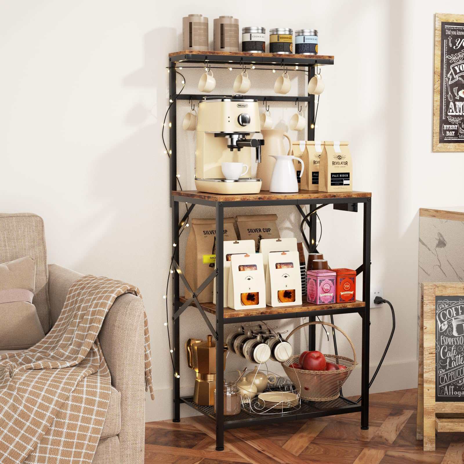 Étagère de cuisine industrielle réglable avec prises électriques rangement micro-ondes café grande capacité stable multifonction - 9