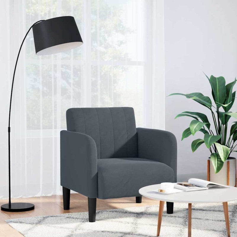 Sofa Fotel z Podłokietnikami Ciemnoszary 54 cm Aksamit vidaXL